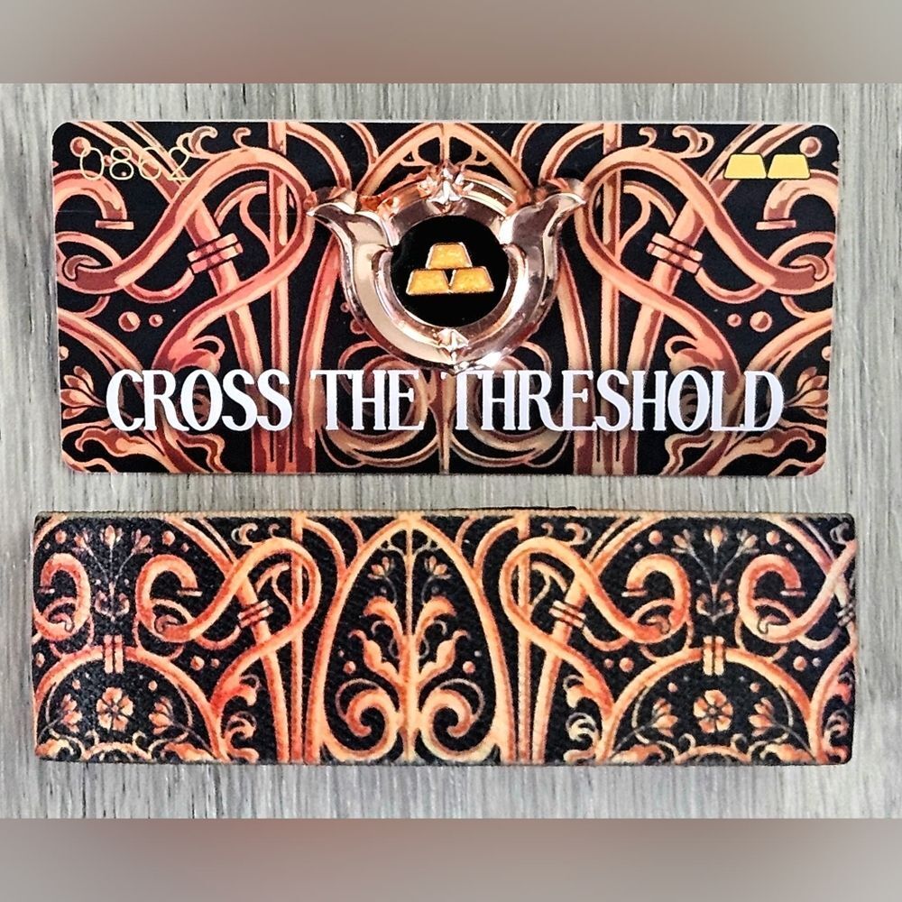 ZOX "CROSS THE THRESHOLD" #862 RARE Gold Card Reward Stitch Pin & Wristband